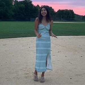 Light Blue Maxi Halter Dress